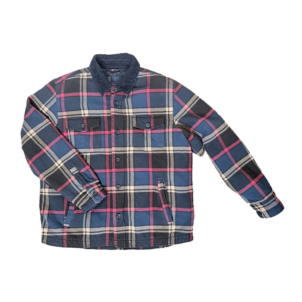 American Eagle Quilted Flannel Plaid Shirt Jacket Mens XXL Corduroy Collar
